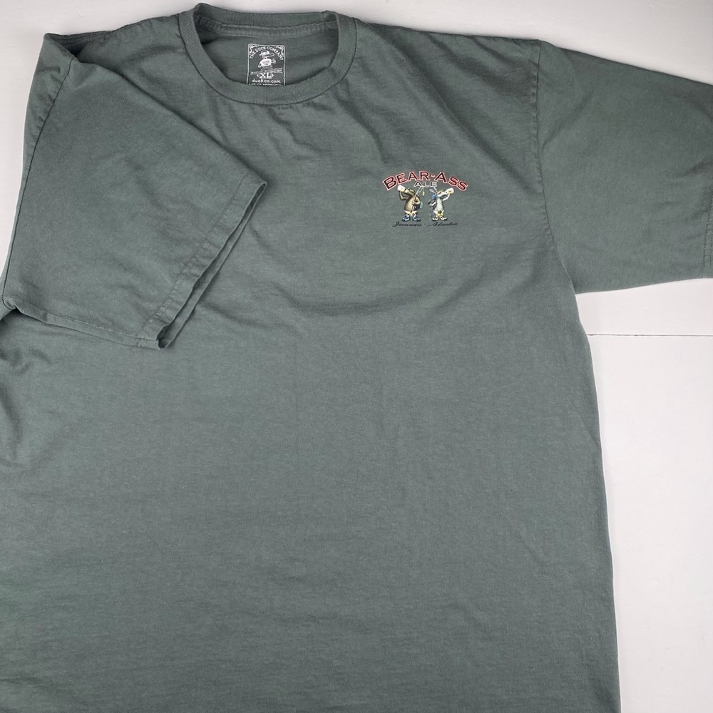 Men's XL Tee Shirt "Bear-Ass Ale" Beer, Green Cotton Juneau Alaska Duck Company